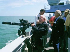 Liveryman Terry Harragan mans the minigun